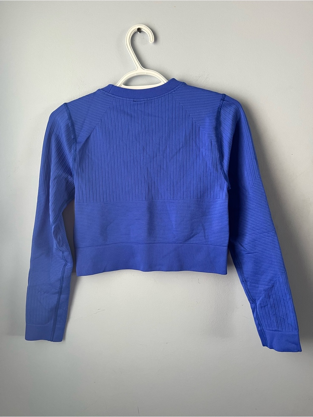 ✨ 3/$30 DSG Royal Blue Ribbed Long Sleeve Stretch Fitted Cropped Top Size S - Picture 2 of 6